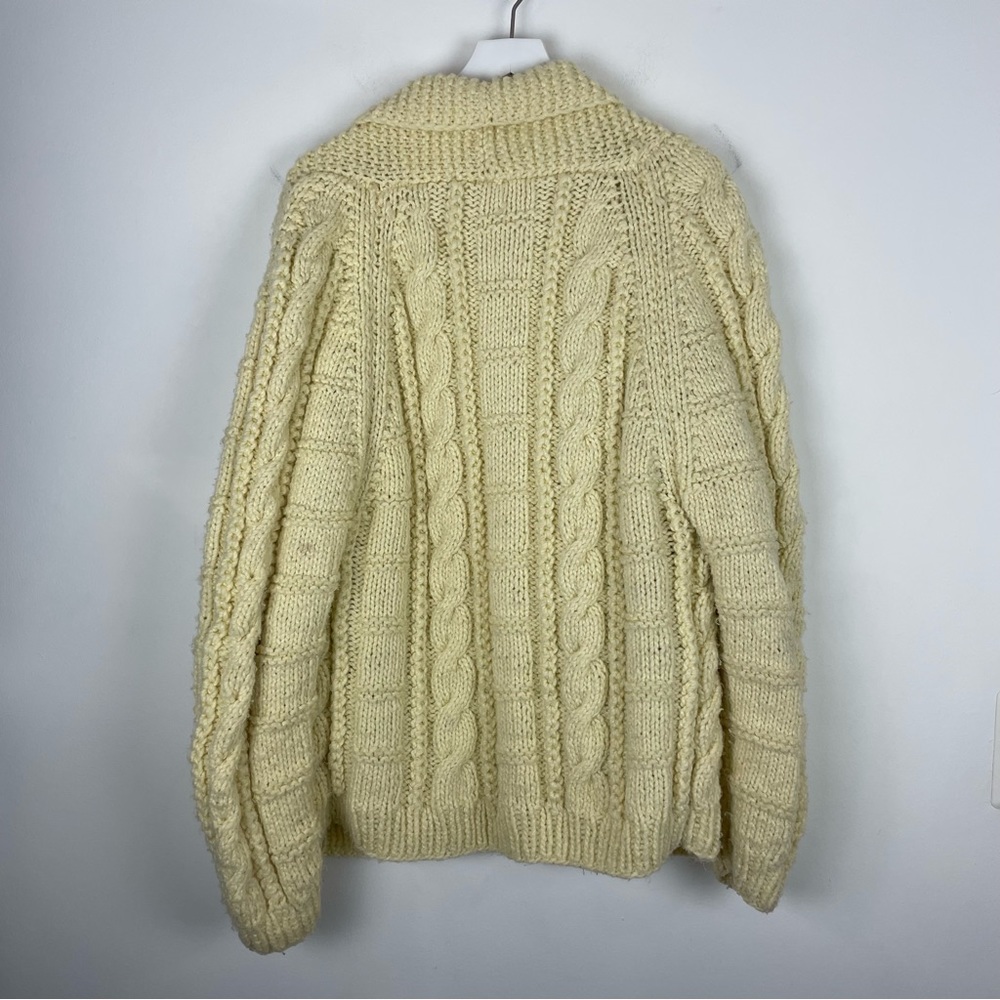 Vintage Hand Knit Womens Fisherman Style Cardigan Sweater Jacket - Picture 4 of 4